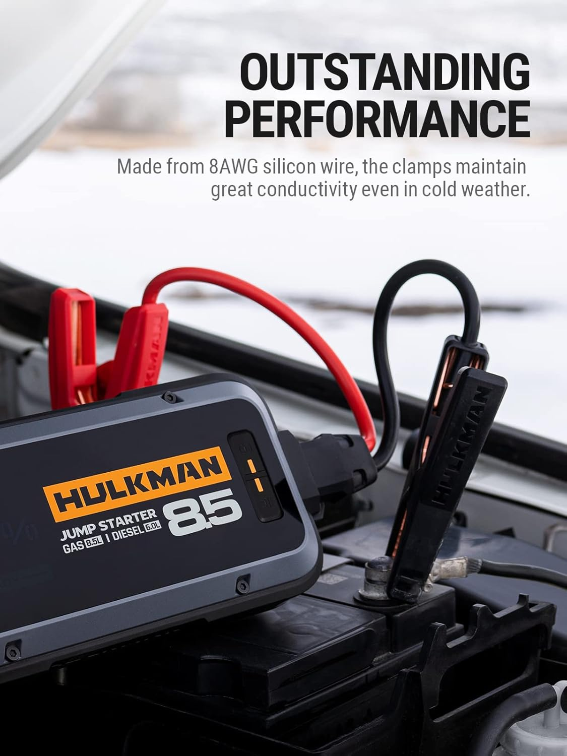 HULKMAN Smart Battery Clamps for ALPHA 85, ALPHA 85S and ALPHA PRO Series Jump Starters, 8 AWG Silicone Cable, High-Conductivity Replacement Clamps
