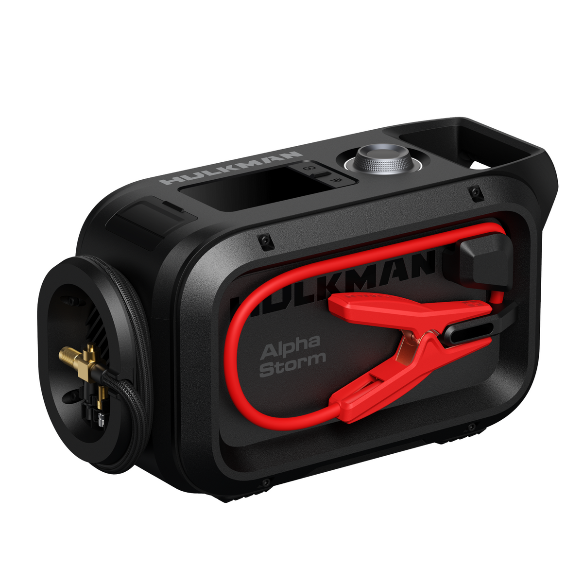 HULKMAN Alpha Storm Roadside Emergency Series, 2500A 4-in-1 Smart Jump Starter with Air Compressor, 12V Portable Jump Box for Up to 9.0L Gas/6.5L Diesel Engines, 120 PSI Tire Inflator, IPS Display, for Cars, Pickup Trucks, SUVs & RVs